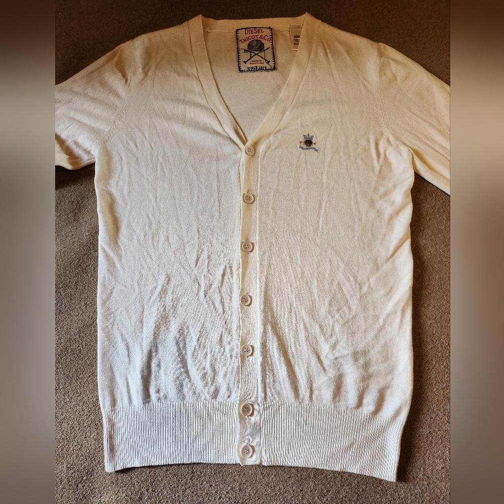 Diesel Tricot & Co Cardigan Sweater Cotton blend Men's Small Cream